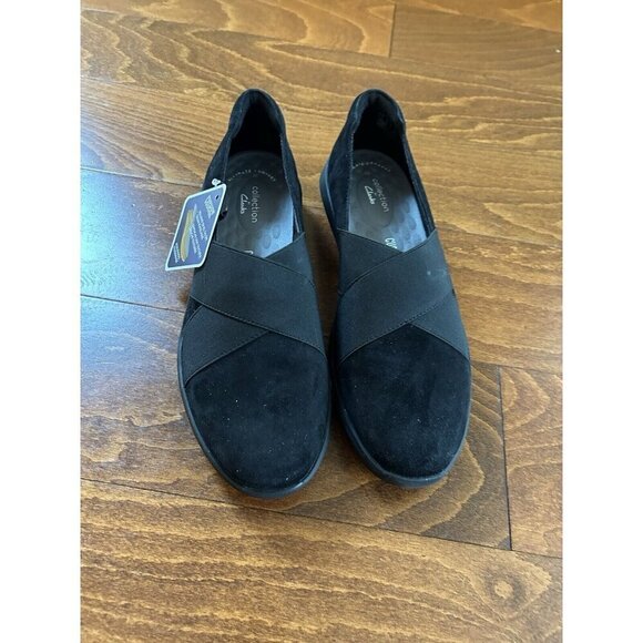 Clarks Kayleigh Women's 6 W Slip Black Collection Slip On Flats Suede NEW - Picture 2 of 9